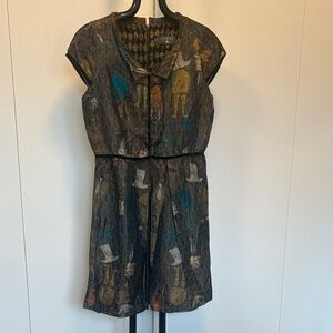 Cotelac Multicolor Abstract Print Fit & Flare Collared Dress NWT ($370) Size 1
